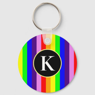 Bunter vertikaler Regenbogen Stripes Schlüsselanhänger