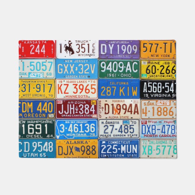 Bunter Vintager Lizenz-Teller der USA-Fußmatte Fußmatte (Vorderseite)