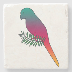 Bunter Vogel auf einem Steinuntersetzer