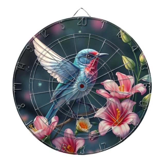 Bunter Vogel Blumen Dartboard Dartscheibe (vorne)
