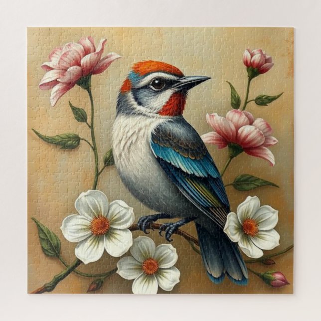 Bunter Vogel Blumen Puzzle (Vertikal)