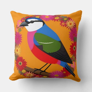 🌿 Bunter Vogel Blumendekoration für das Wohnzimme Kissen