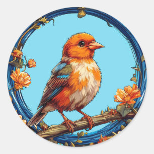 🦜 Bunter Vogel Florales Rahmen Sticker Geschenk