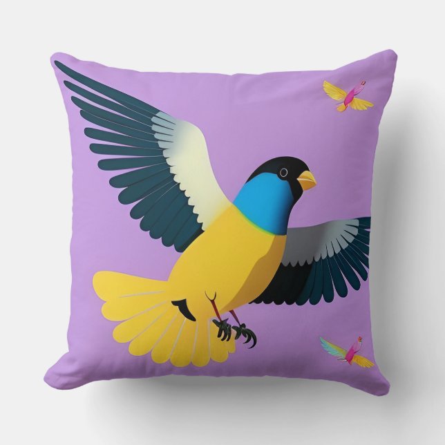 Bunter Vogel im Flug Kissen (Vorderseite)