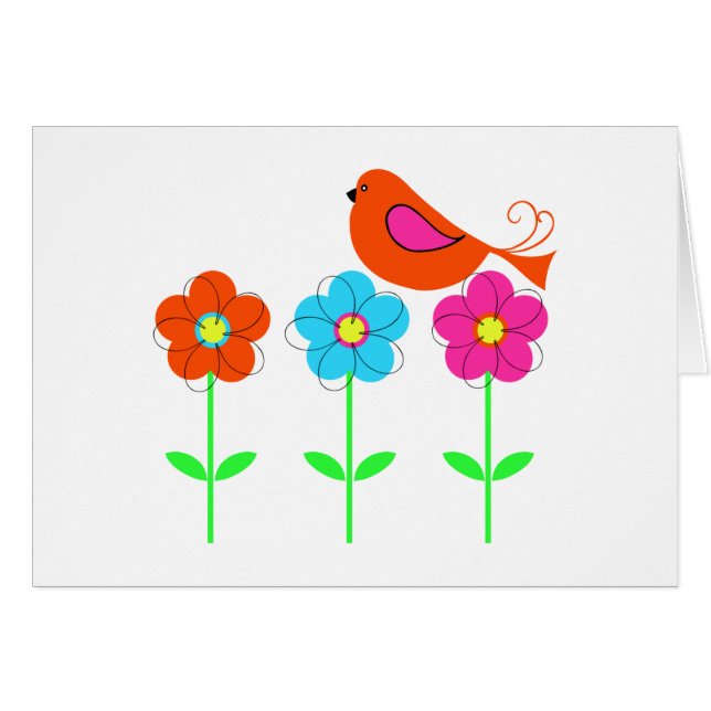 bunter Vogel mit bunten Blumen (Vorderseite (Horizontal))
