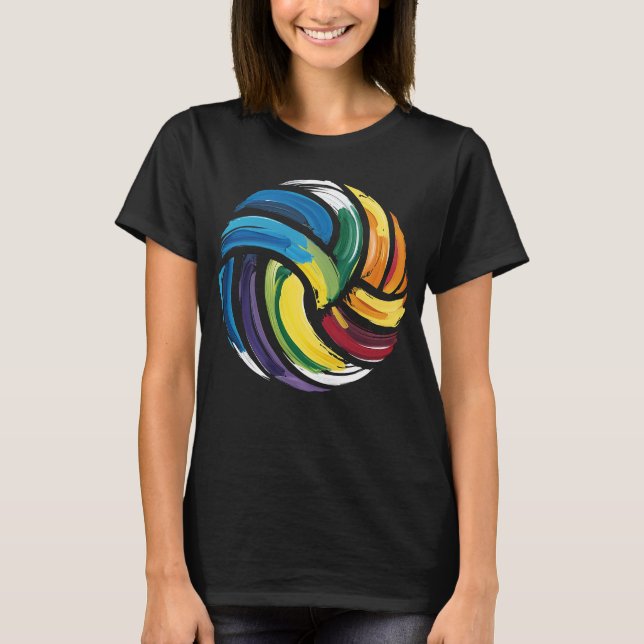 Bunter Volleyball-Ball T-Shirt (Vorderseite)