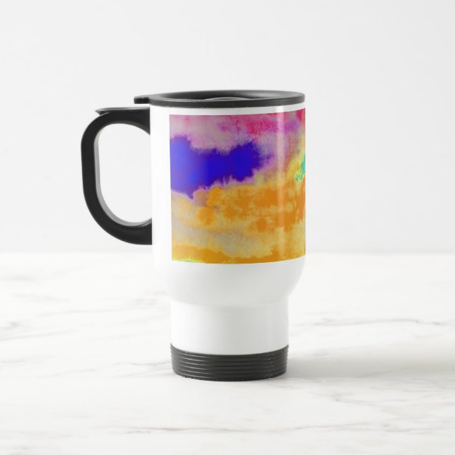Bunter Watercolor abstrakt Reisebecher (Links)
