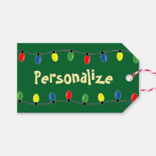 Bunter Weihnachtsbaum beleuchtet Geschenkanhänger