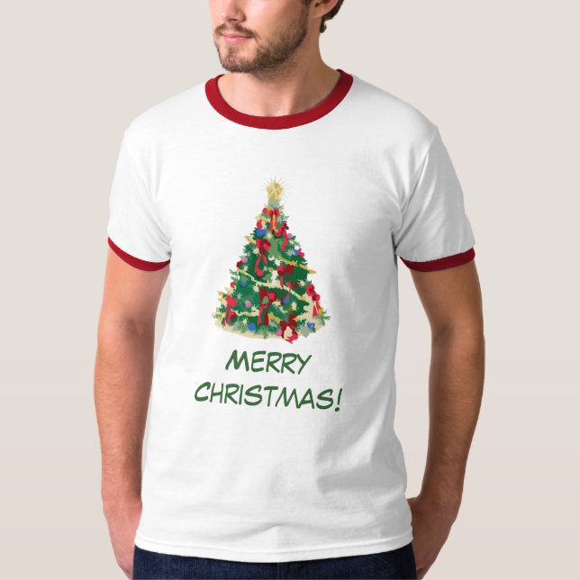 Bunter Weihnachtsbaum: Vektorkunst: T-Shirt (Vorderseite)