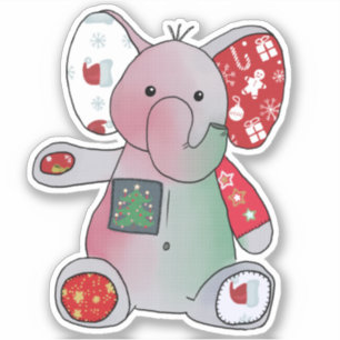 Bunter Weihnachtselefant Aufkleber