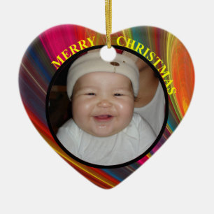 Bunter Weihnachtsfoto-Schmuck für Babys Keramik Ornament