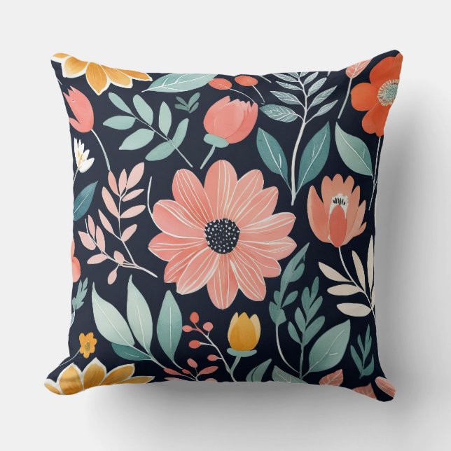 bunter weißer Bohblütenblüte Kissen (Vorderseite)