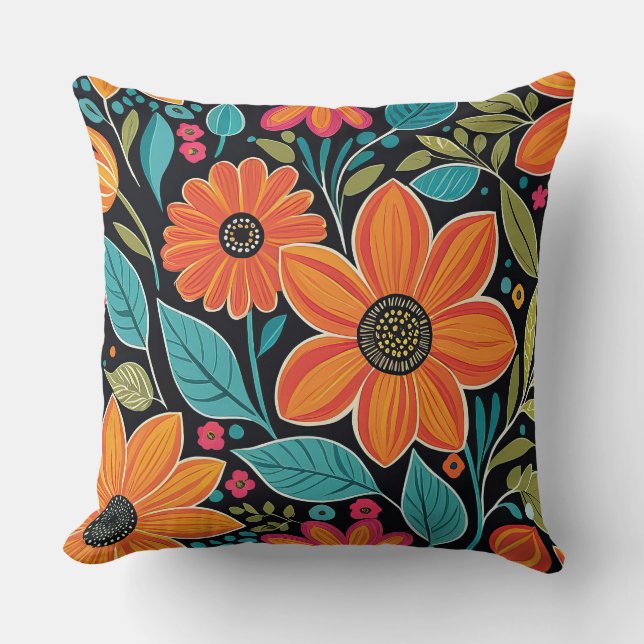 bunter weißer Bohblütenblüte Kissen (Vorderseite)