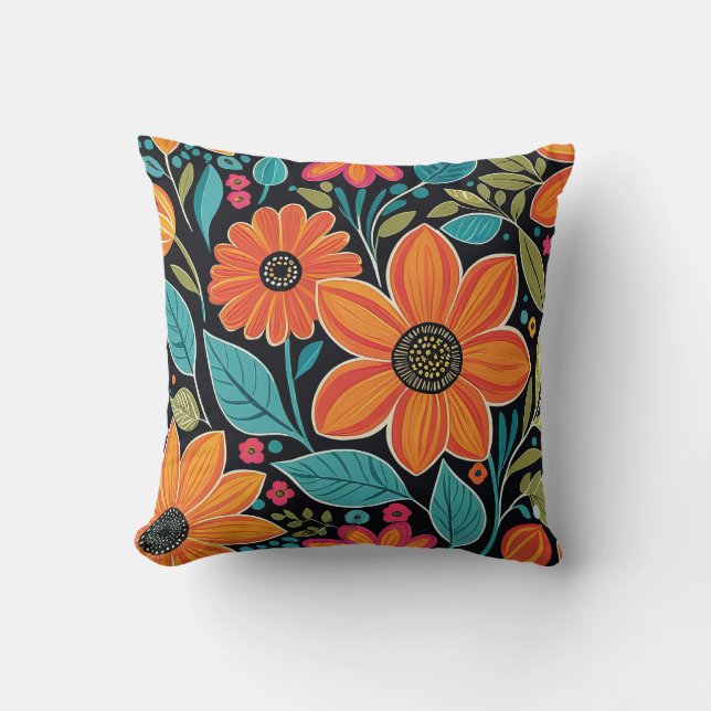 bunter weißer Bohblütenblüte Kissen (Vorderseite)