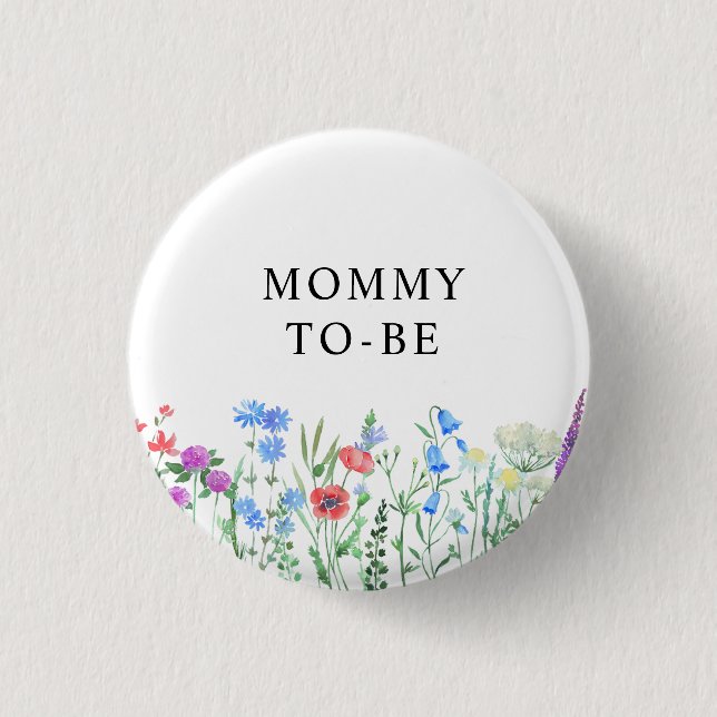 Bunter Wildblumen-Baby-Shower-Feier Button (Vorderseite)