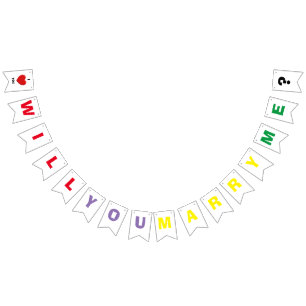 Bunter Wille heiraten Sie mich - Flaggen-Flaggen Wimpelkette