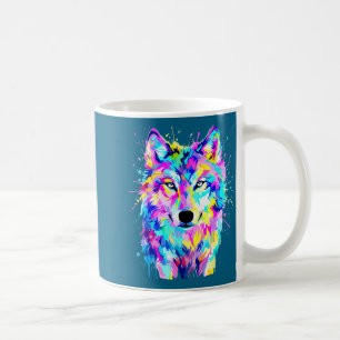 Bunter Wolf-Splash-Art-Wildtier-Animalse Kaffeetasse