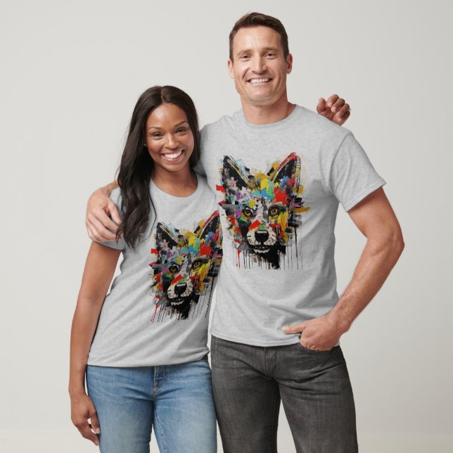 Bunter Wolfskopf Graffiti-Kunst T-Shirt (Unisex)