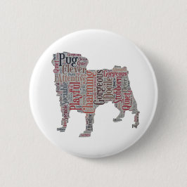 Bunter Wortknopf der Mops-Silhouette Button