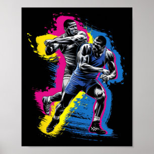 Bunter Wrestling-Spieler für Männer Frauen Kinder Poster