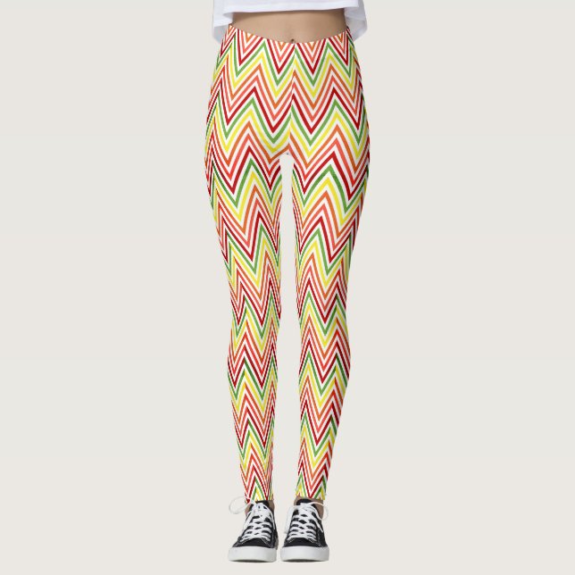 Bunter Zickzack-Zickzack Muster Leggings (Vorderseite)