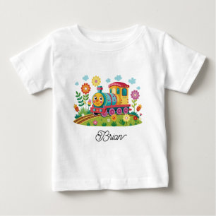 Bunter Zugmotor Baby T-shirt