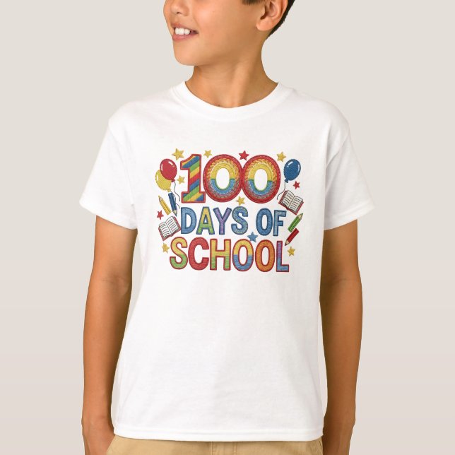 Buntes 100 Tage Schule T-Shirt (Vorderseite)