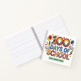 Buntes 100 Tage Schuljubiläum Notizbuch