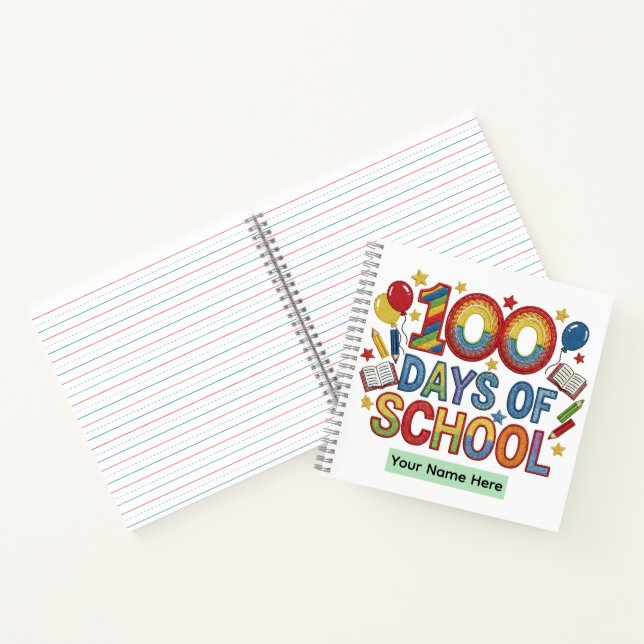 Buntes 100 Tage Schuljubiläum Notizbuch (Innenseite)