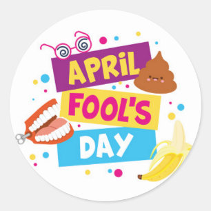 Buntes 1.-April-Sticker Runder Aufkleber
