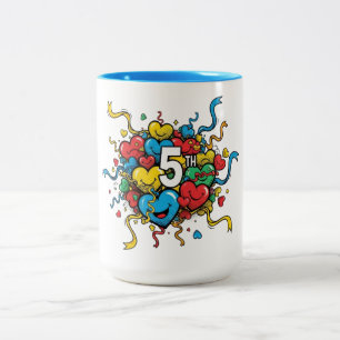 Buntes 5-jähriges Jubiläum Zweifarbige Tasse