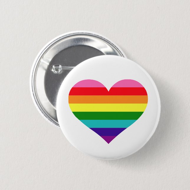 Buntes 8-Streifen-Regenbogen-Herz Pride Button (Vorne & Hinten)