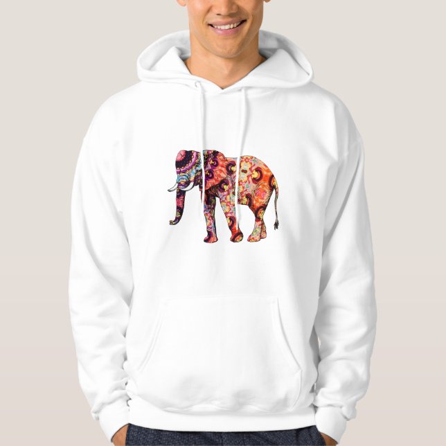 Buntes abstraktes Elefant Hoodie (Vorderseite)
