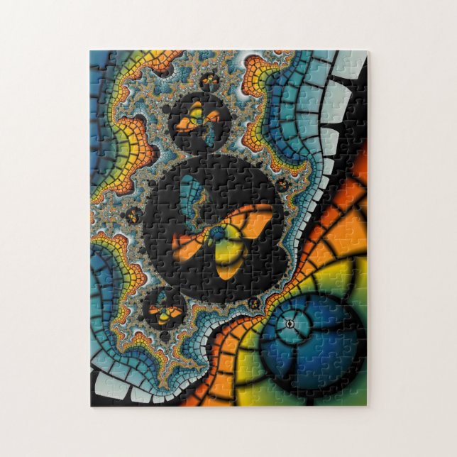 buntes abstraktes Fraktal Butterfly Cacoon Puzzle (Vertikal)