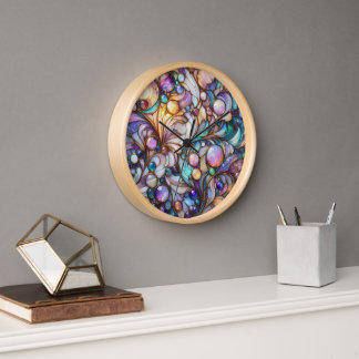 Buntes abstraktes Glasfenster Uhr