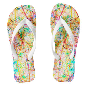 Buntes abstraktes Kissen mit süßen Linien Flip Flops