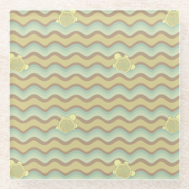 buntes abstraktes Muster, Wellen Glasuntersetzer (Vorderseite)