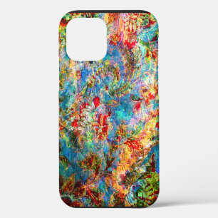 Buntes abstraktes rustikales Blumendesign iPhone 12 Pro Hülle
