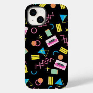 Buntes Achtziger-Jahre-Muster in Schwarz Case-Mate iPhone 14 Hülle