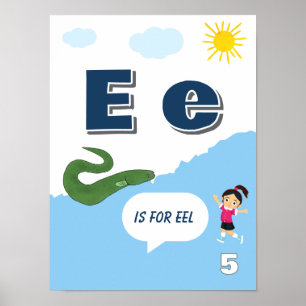 Buntes Alphabet-Lernposter Buchstabe E Poster