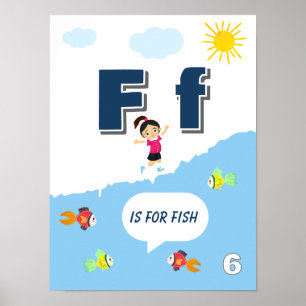 Buntes Alphabet-Lernposter Buchstabe F Poster