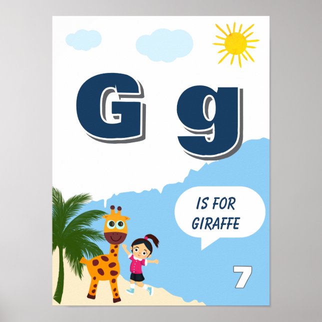 Buntes Alphabet-Lernposter Buchstabe G Poster (Vorne)