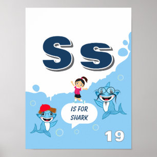 Buntes Alphabet-Lernposter Buchstabe S Poster