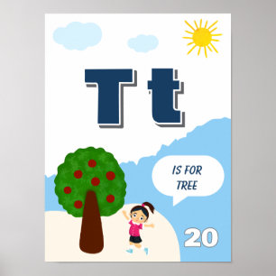 Buntes Alphabet-Lernposter Buchstabe T Poster