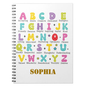 Buntes Alphabet Positiver Text Zurück zur Schule Notizblock
