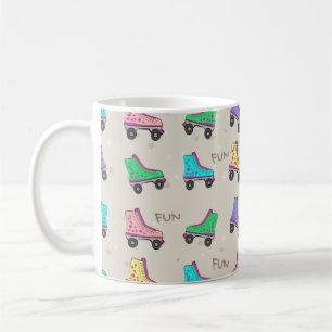 Buntes altes Schlittschuh-Rollen-Muster Kaffeetasse