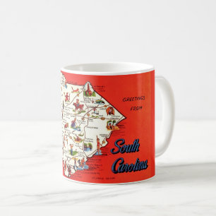 Buntes altes South Carolina Karte Tasse