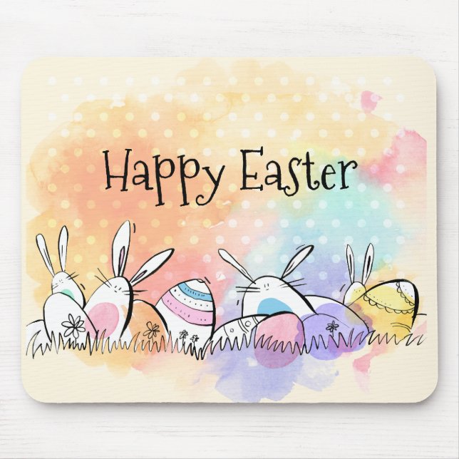 Buntes Aquarell fröhliche Ostern | Mousepad (Vorne)