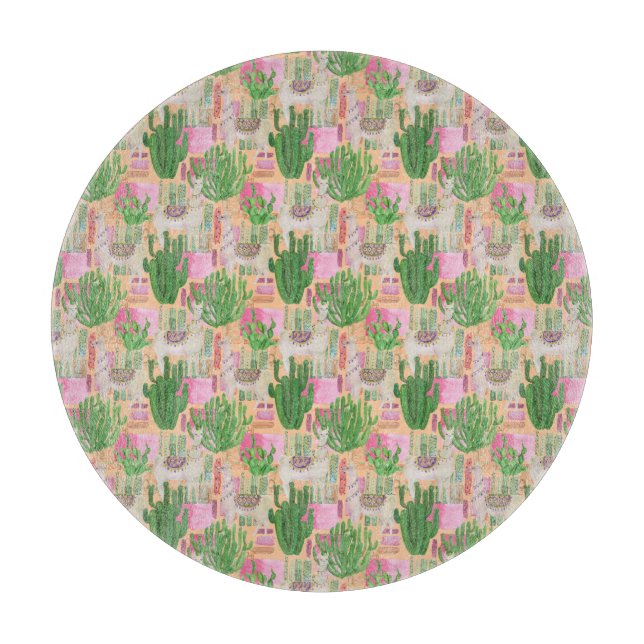 Buntes Aquarell-Lama-Muster Schneidebrett (Vorderseite)