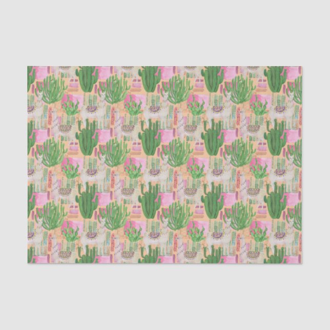 Buntes Aquarell-Lama-Muster Seidenpapier (Vorderseite)